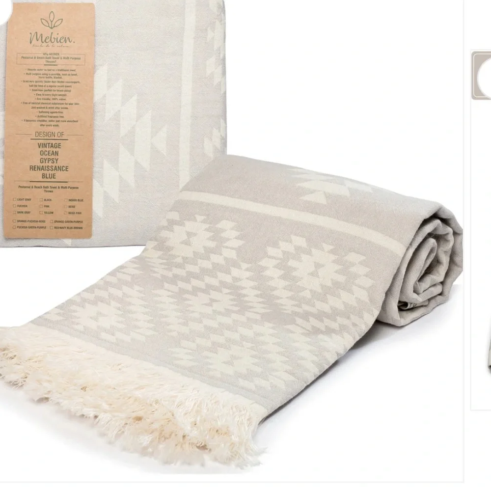 Mebien Turkish Beach Towel (35”x67”) - set of 2